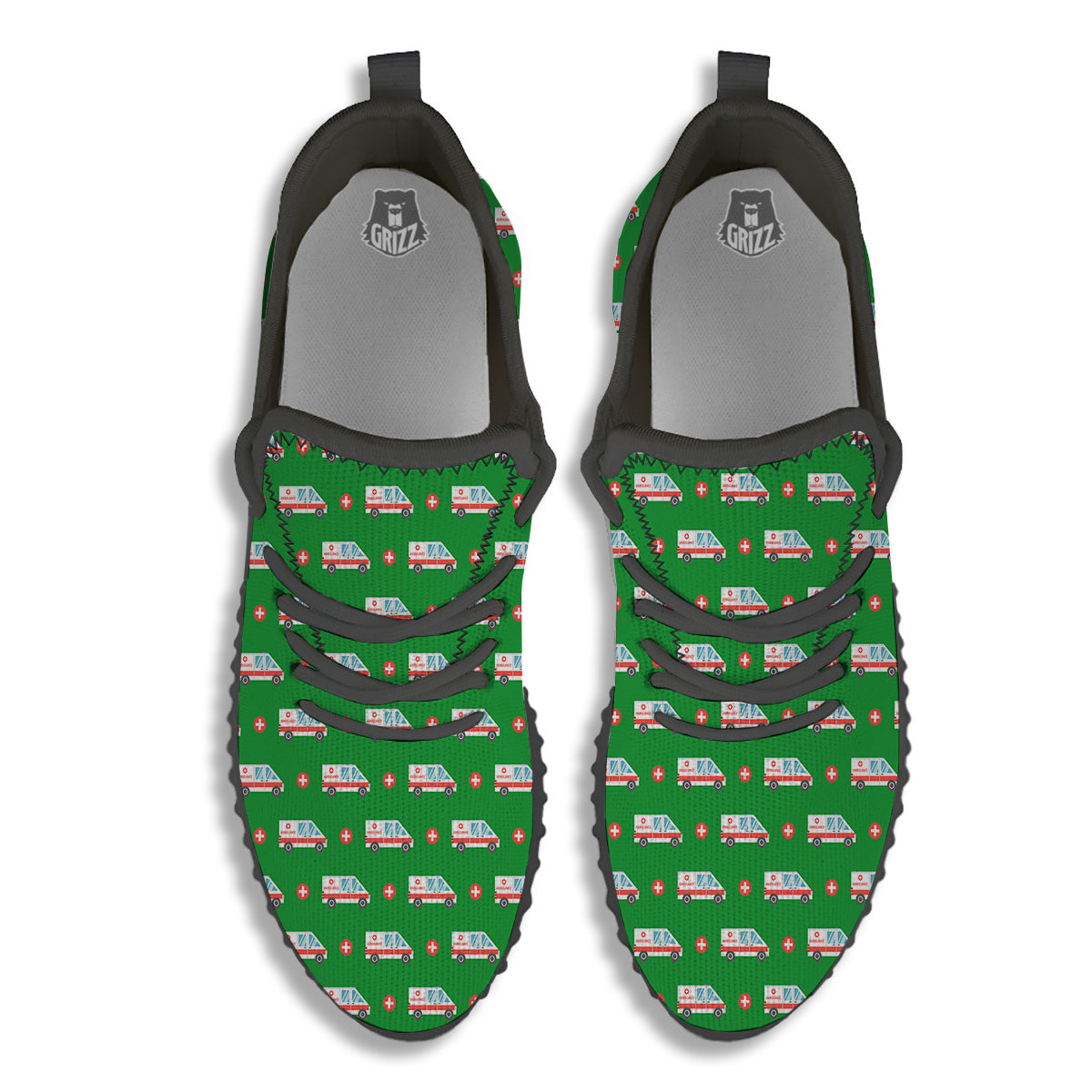 Ambulance Car Paramedic Print Pattern Black Walking Shoes-grizzshop
