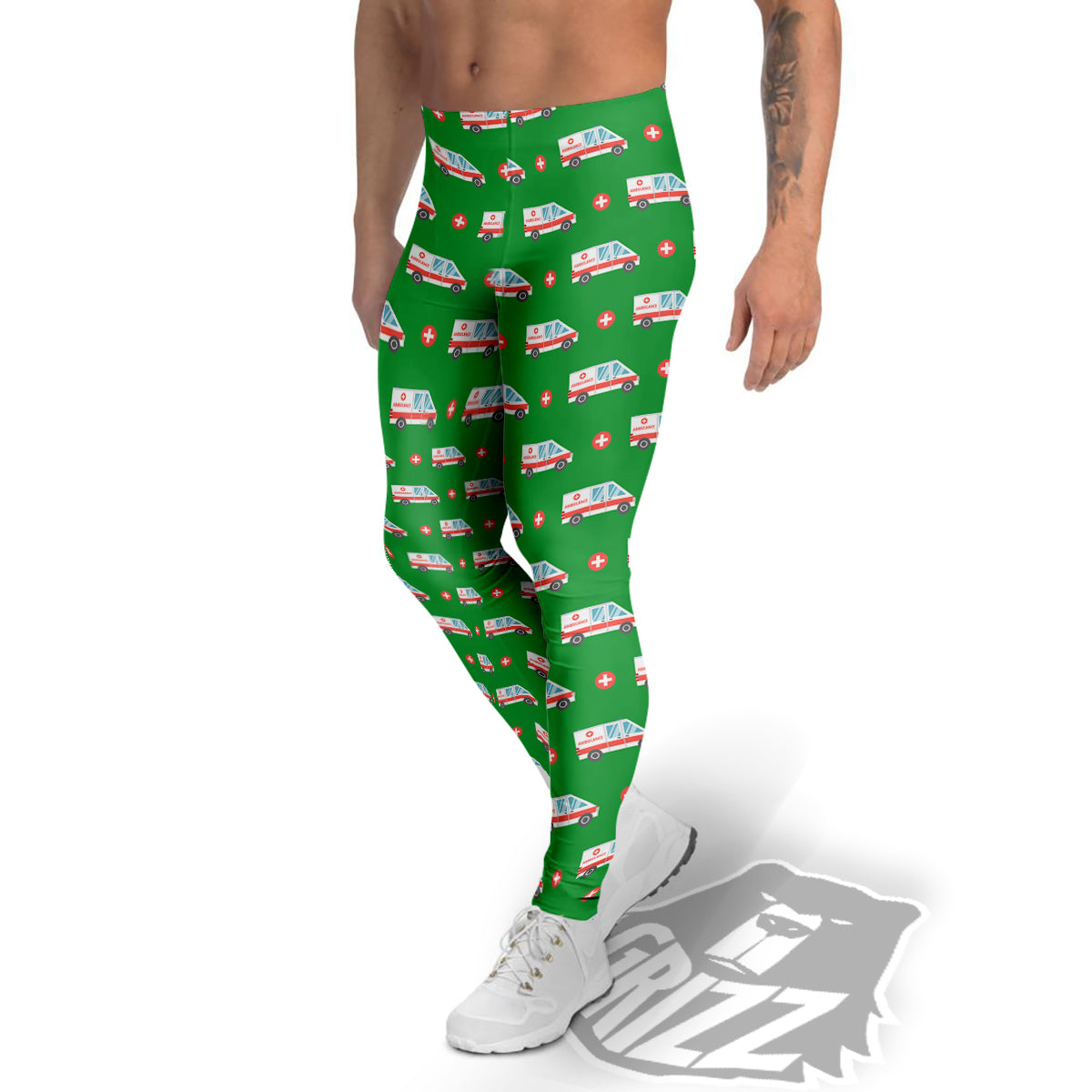 Ambulance Car Paramedic Print Pattern Men's Leggings-grizzshop