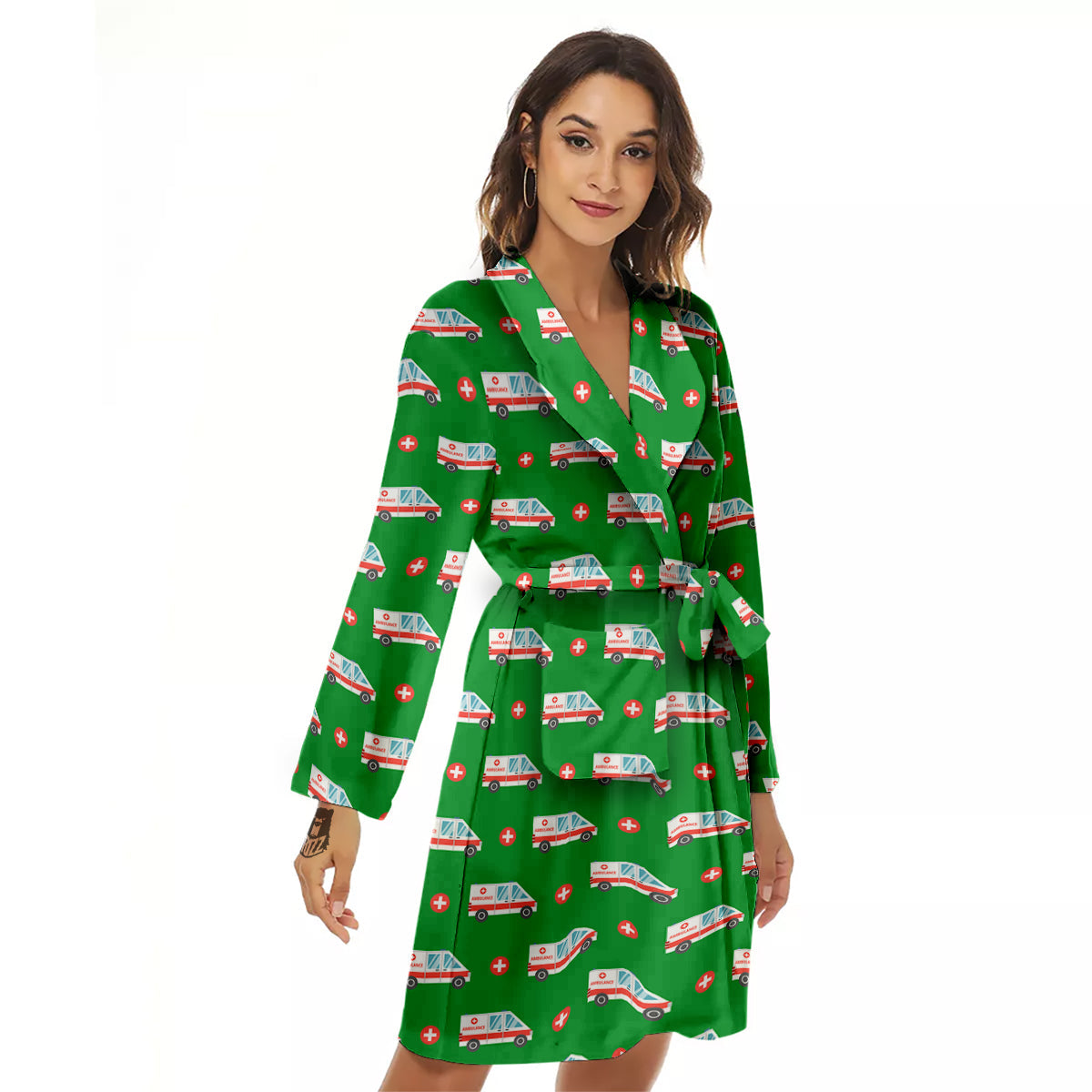 Ambulance Car Paramedic Print Pattern Women's Robe-grizzshop