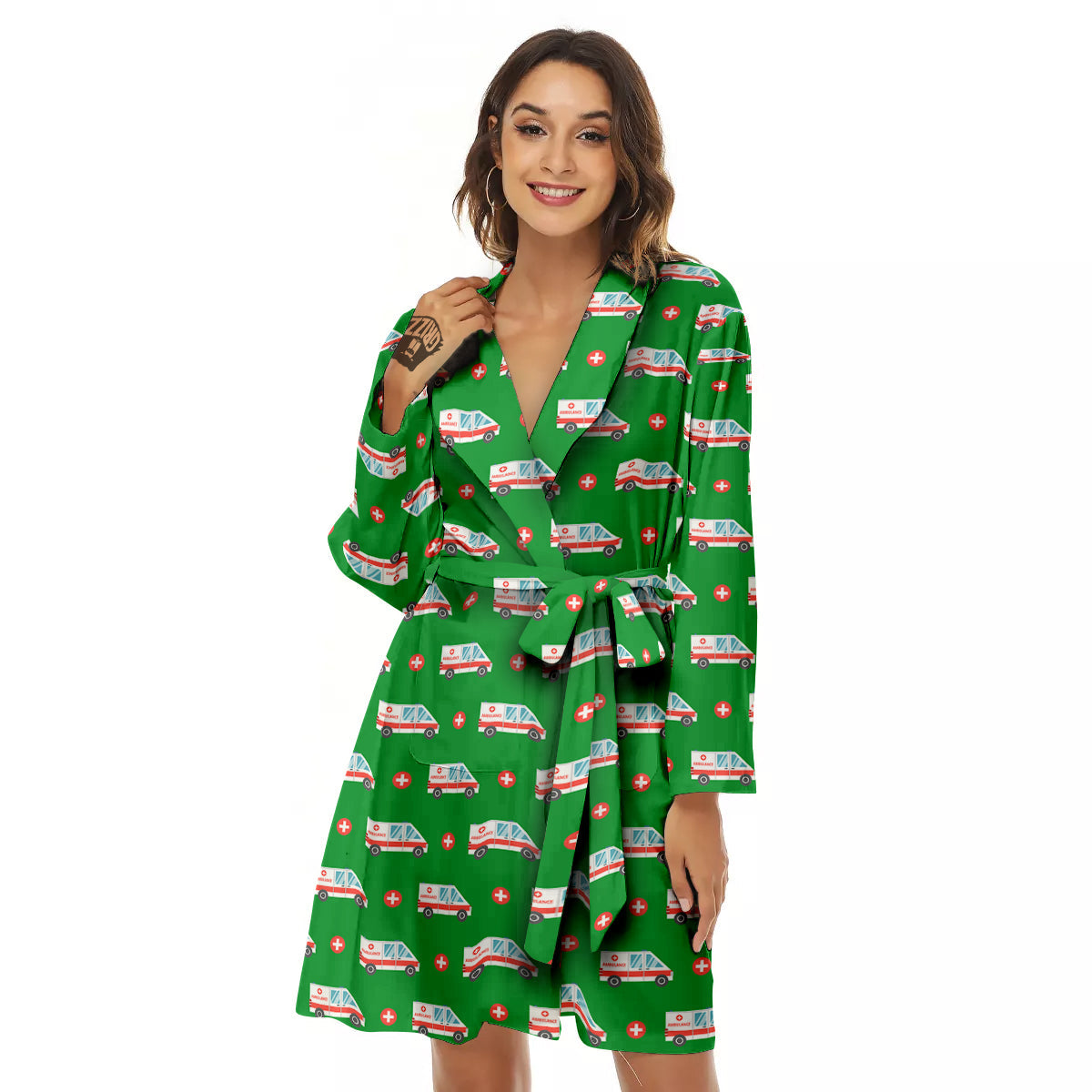 Ambulance Car Paramedic Print Pattern Women's Robe-grizzshop