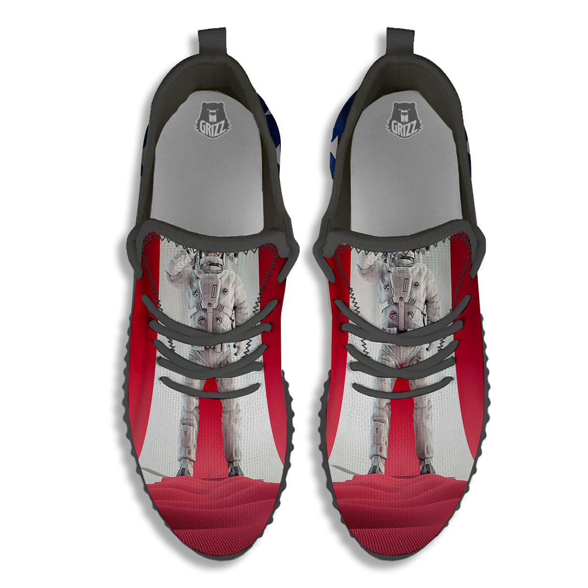 American Astronaut Print Black Walking Shoes-grizzshop