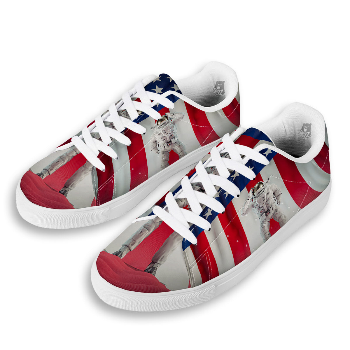 American Astronaut Print White Low Top Sneakers-grizzshop