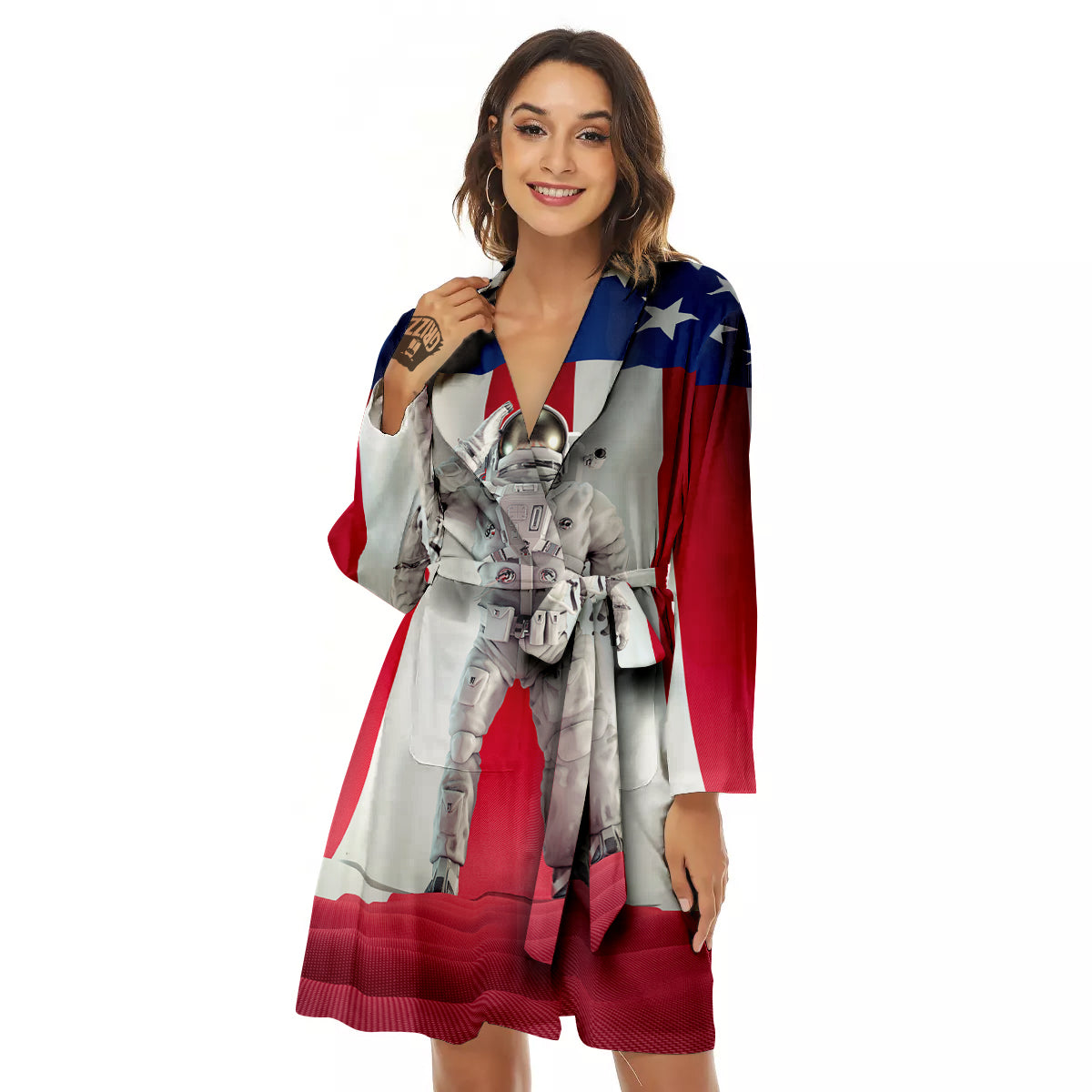American Astronaut Print Women's Robe-grizzshop