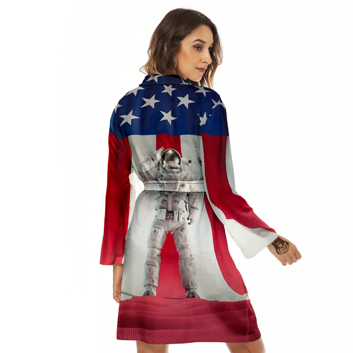 American Astronaut Print Women's Robe-grizzshop