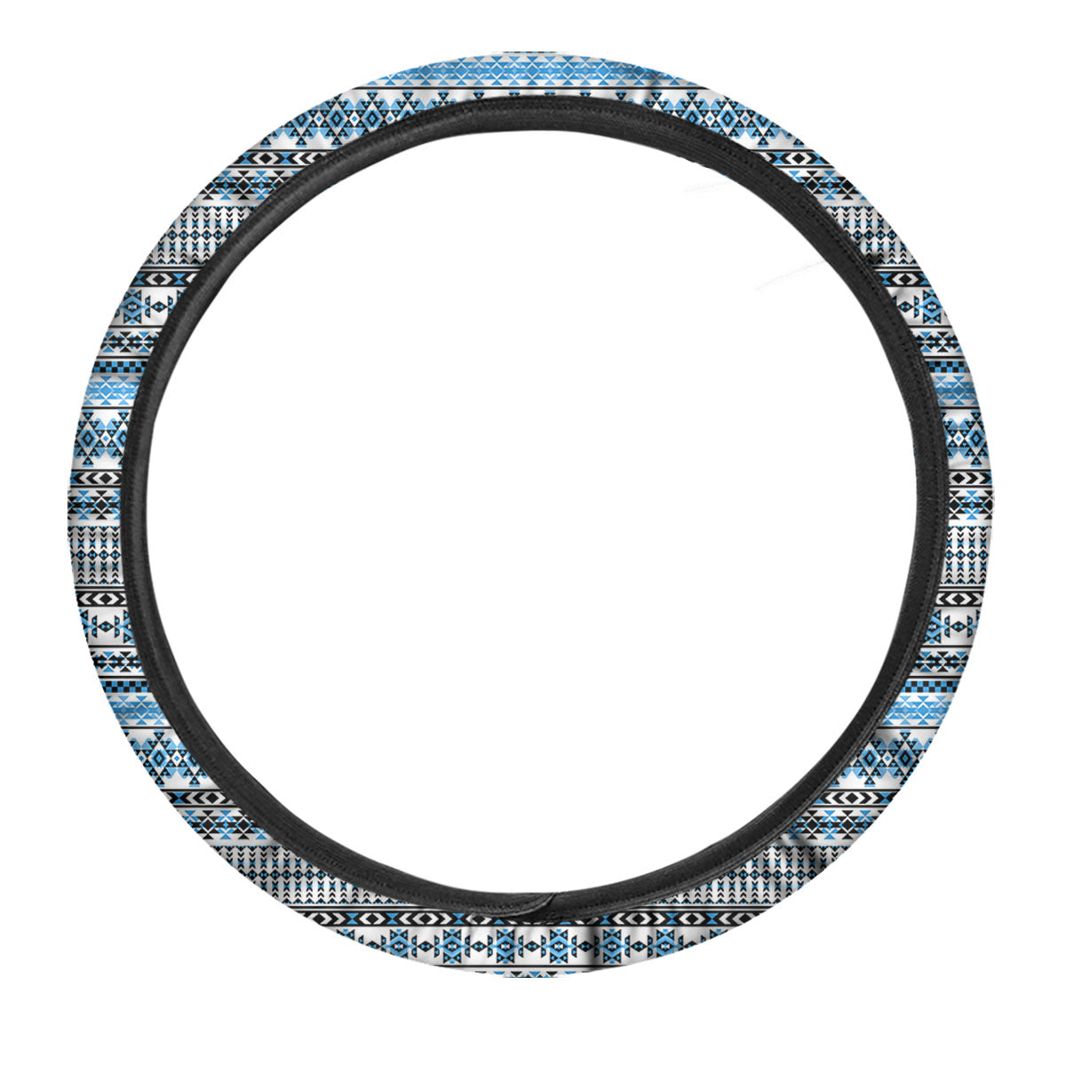 American Aztec Blue Native Print Pattern Car Steering Wheel Cover-grizzshop