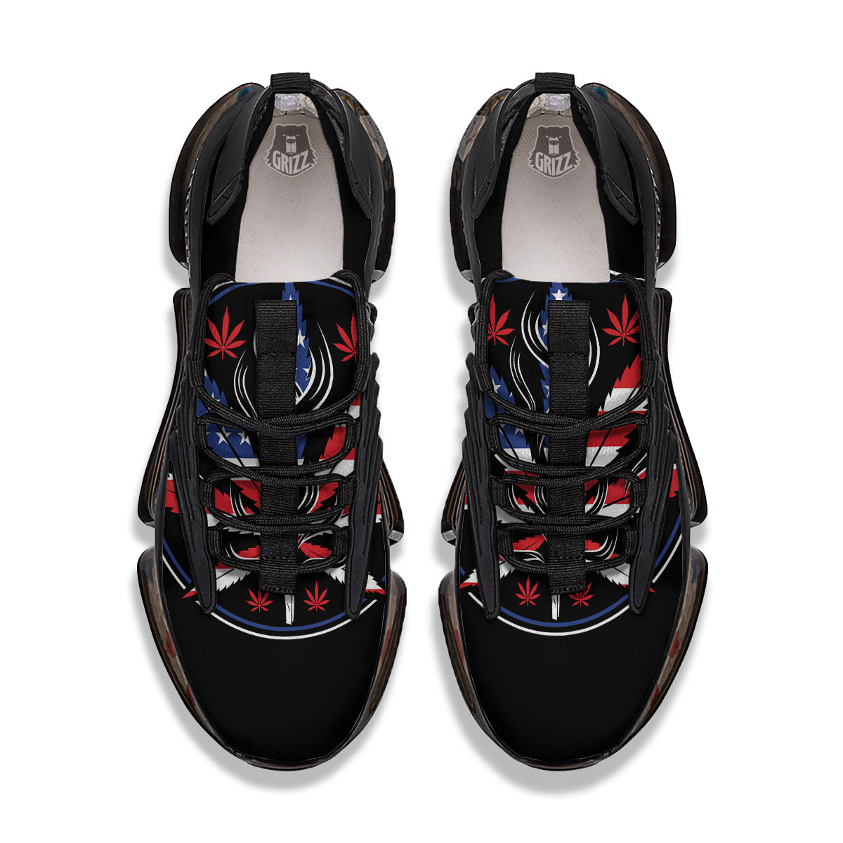 American Cannabis Leaf Flag Print Black Gym Shoes-grizzshop