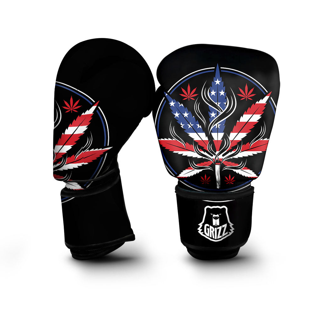 American Cannabis Leaf Flag Print Boxing Gloves-grizzshop