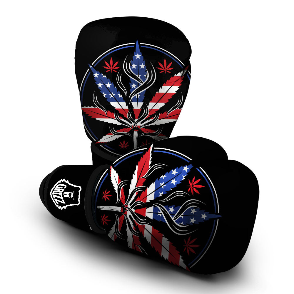 American Cannabis Leaf Flag Print Boxing Gloves-grizzshop
