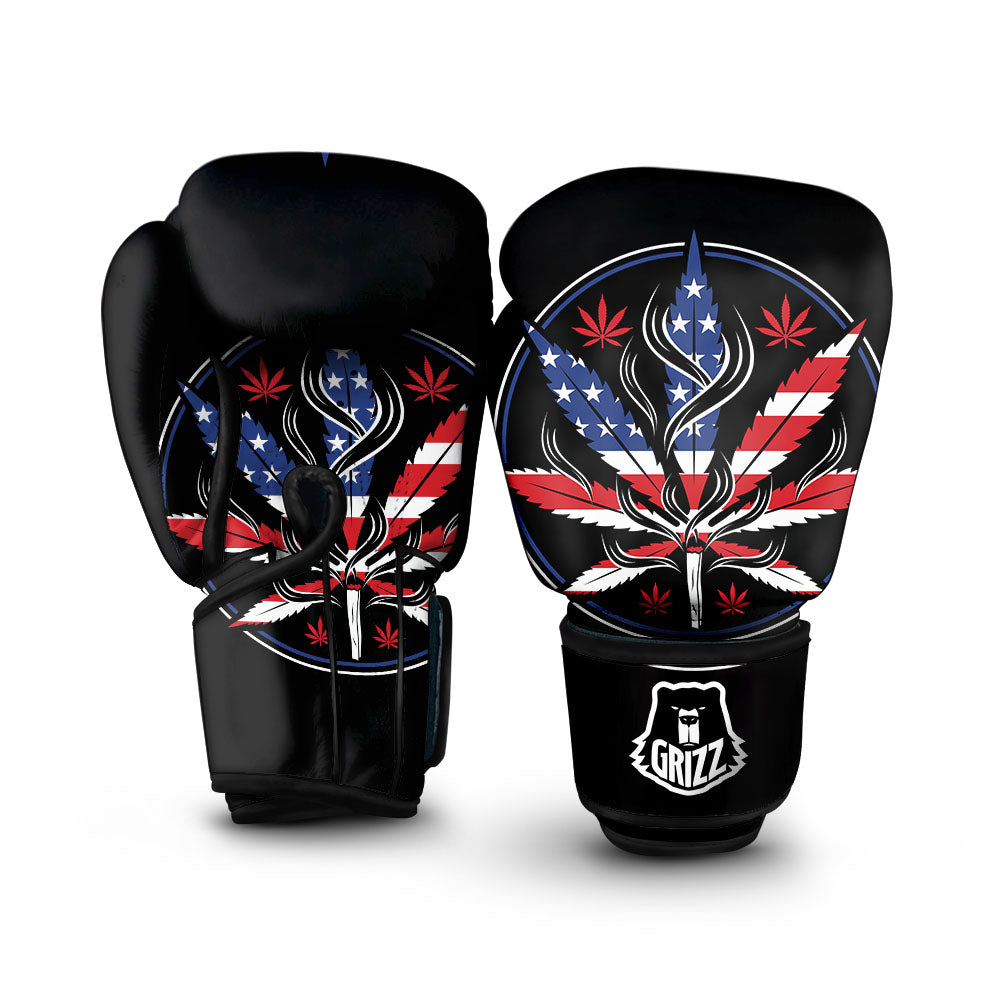American Cannabis Leaf Flag Print Boxing Gloves-grizzshop