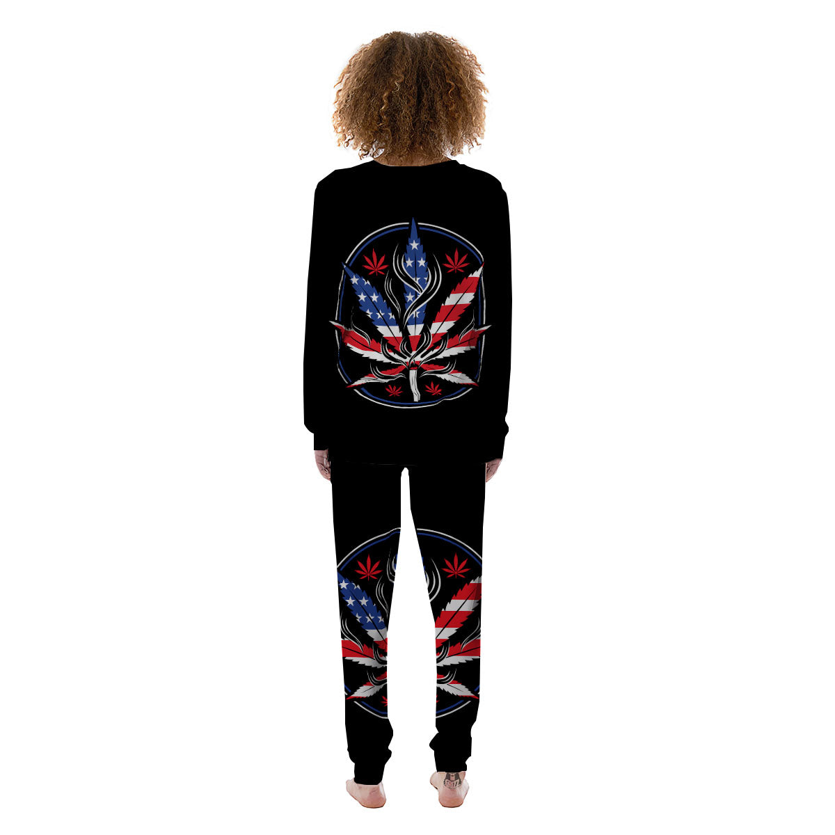 American Cannabis Leaf Flag Print Women's Pajamas-grizzshop