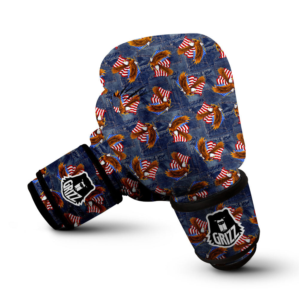 American Eagle Denim Print Pattern Boxing Gloves-grizzshop