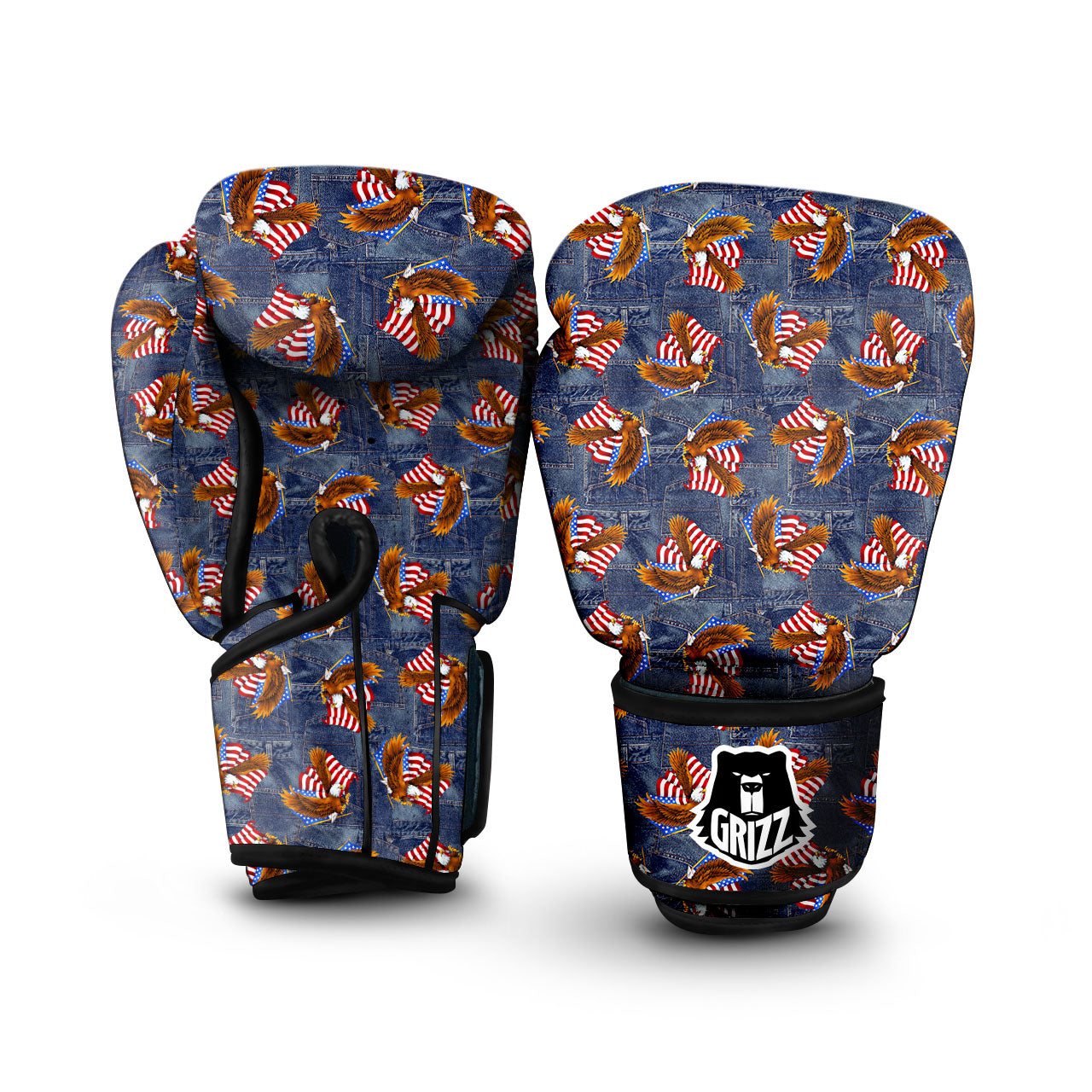 American Eagle Denim Print Pattern Boxing Gloves-grizzshop