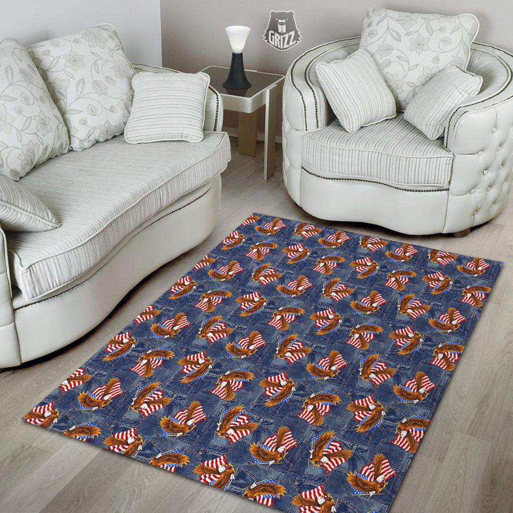 American Eagle Denim Print Pattern Floor Mat-grizzshop