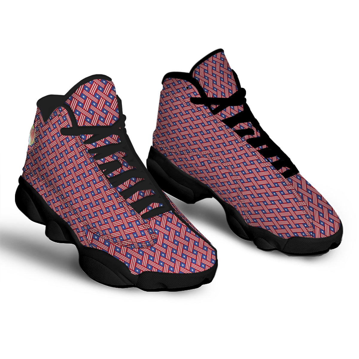 American Flag 4th of July Print Pattern Black Basketball Shoes-grizzshop