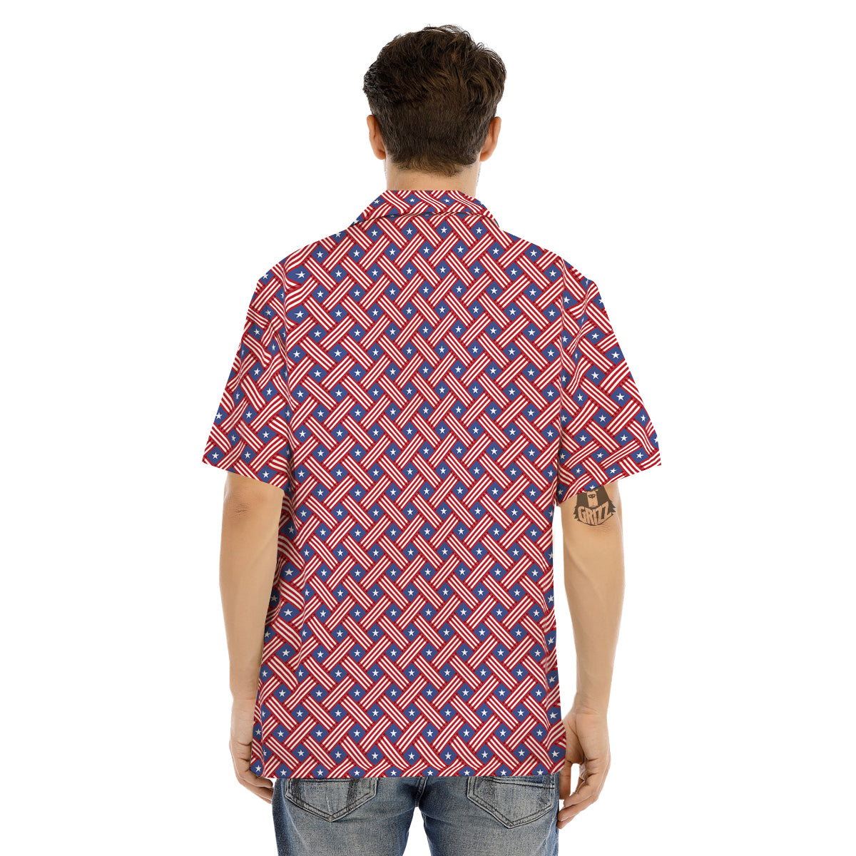 American Flag 4th of July Print Pattern Men's Hawaiian Shirt-grizzshop