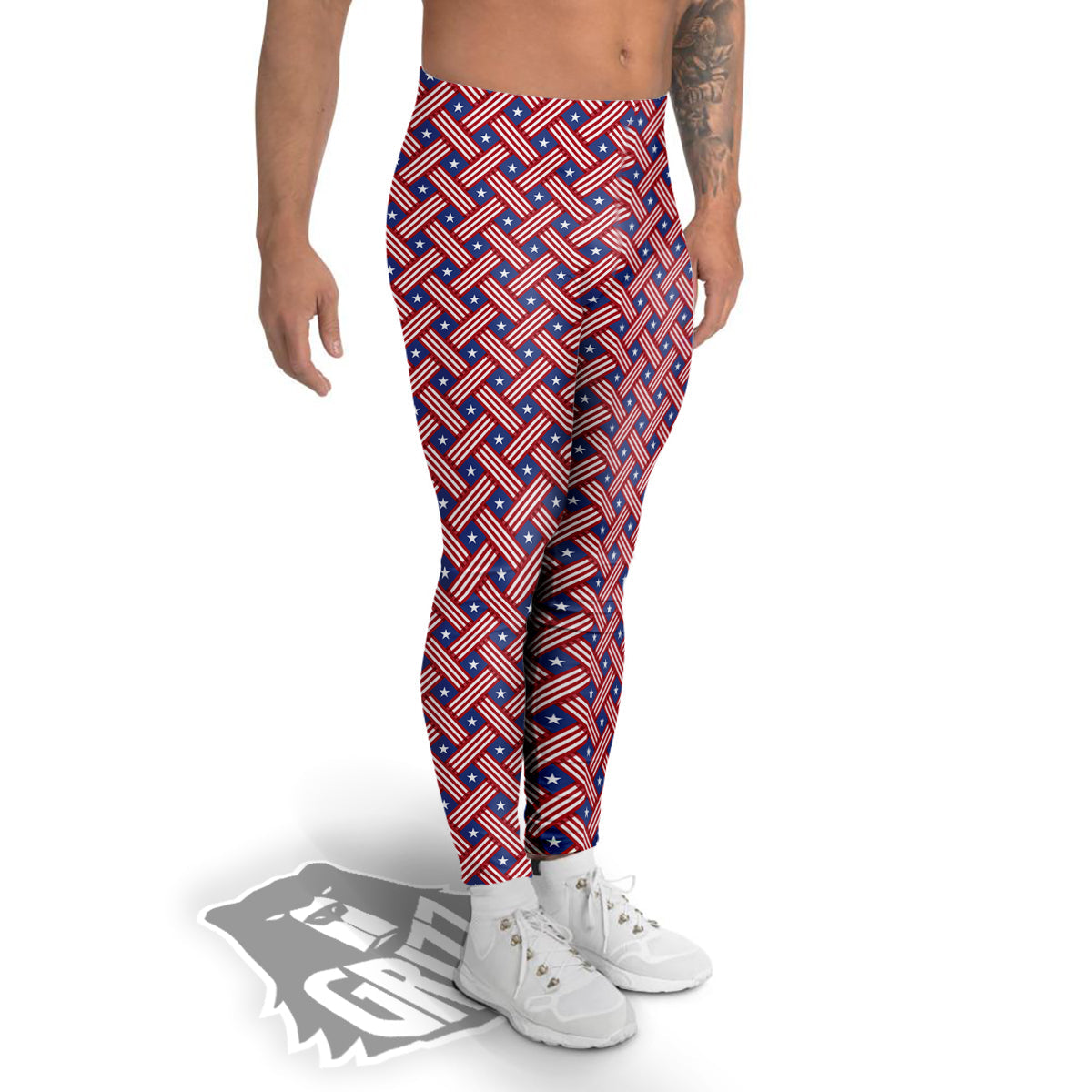 American Flag 4th of July Print Pattern Men's Leggings-grizzshop