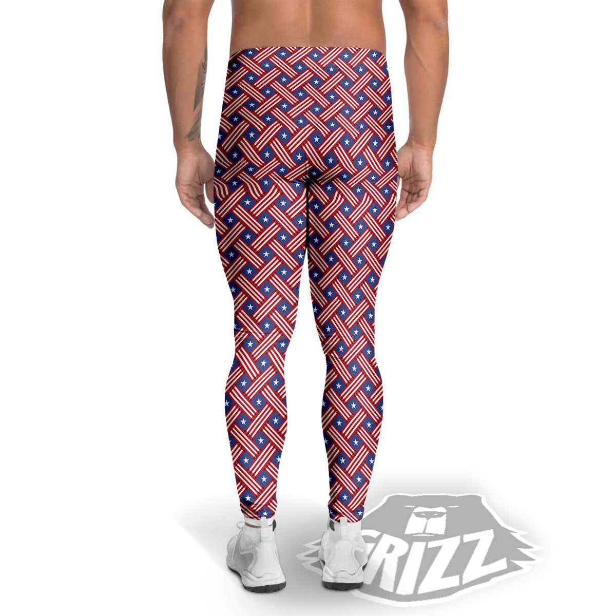 American Flag 4th of July Print Pattern Men's Leggings-grizzshop