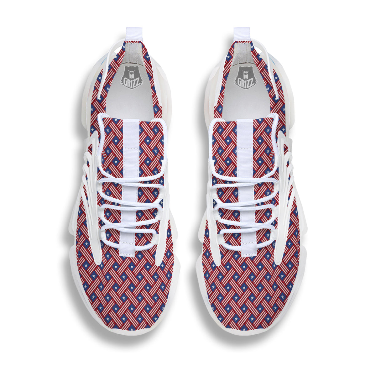 American Flag 4th of July Print Pattern White Gym Shoes-grizzshop