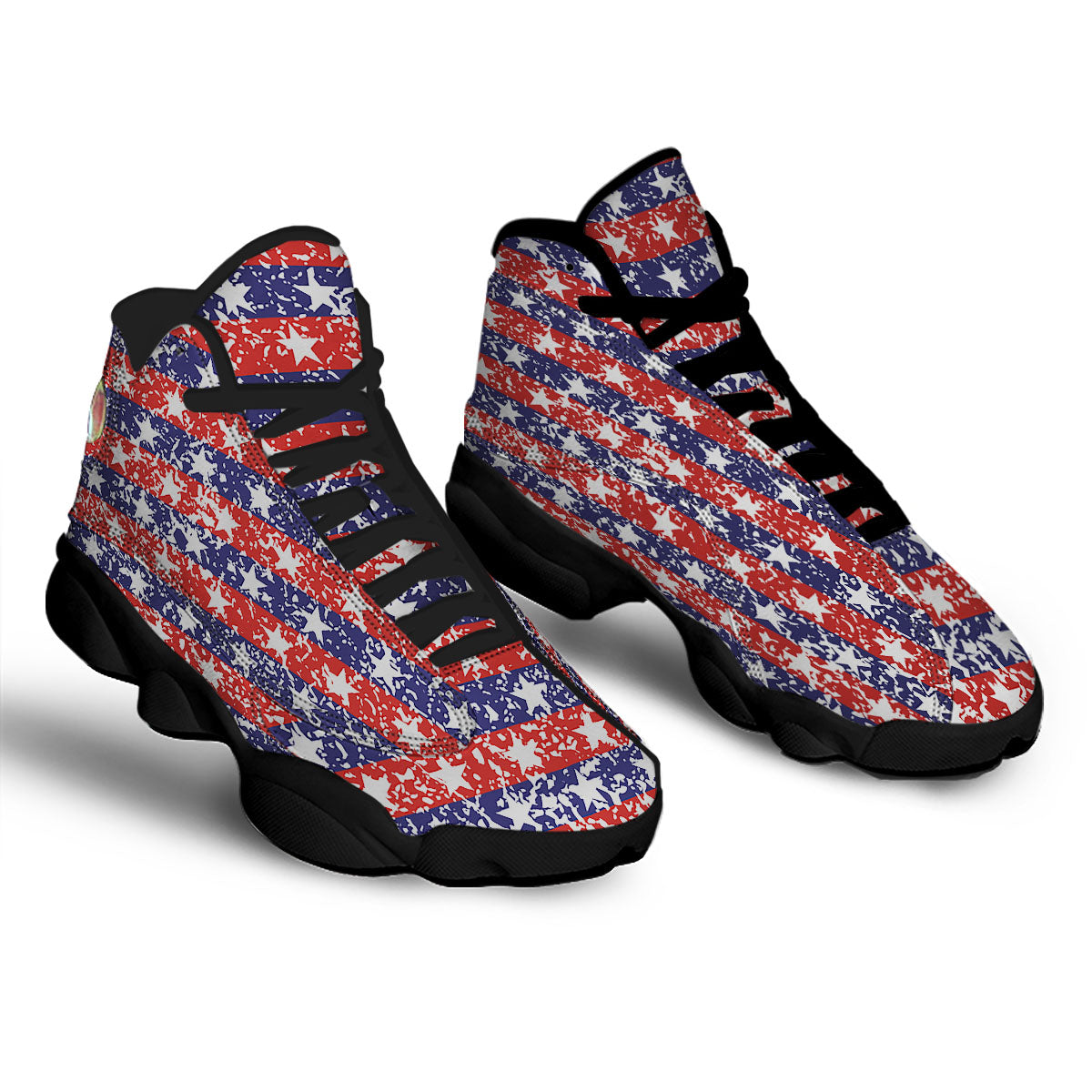 American Flag Abstract Print Black Basketball Shoes-grizzshop