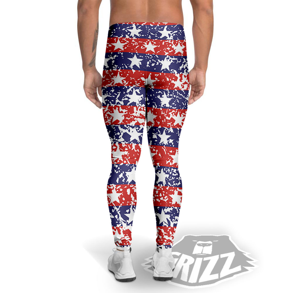 American Flag Abstract Print Men's Leggings-grizzshop