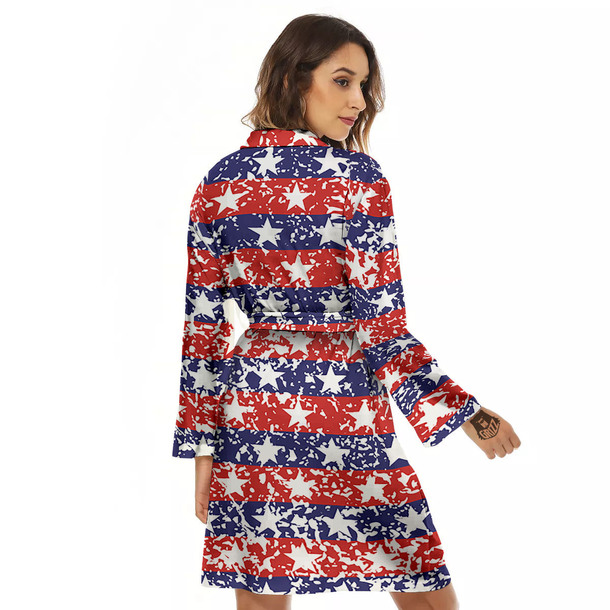 American Flag Abstract Print Women's Robe-grizzshop