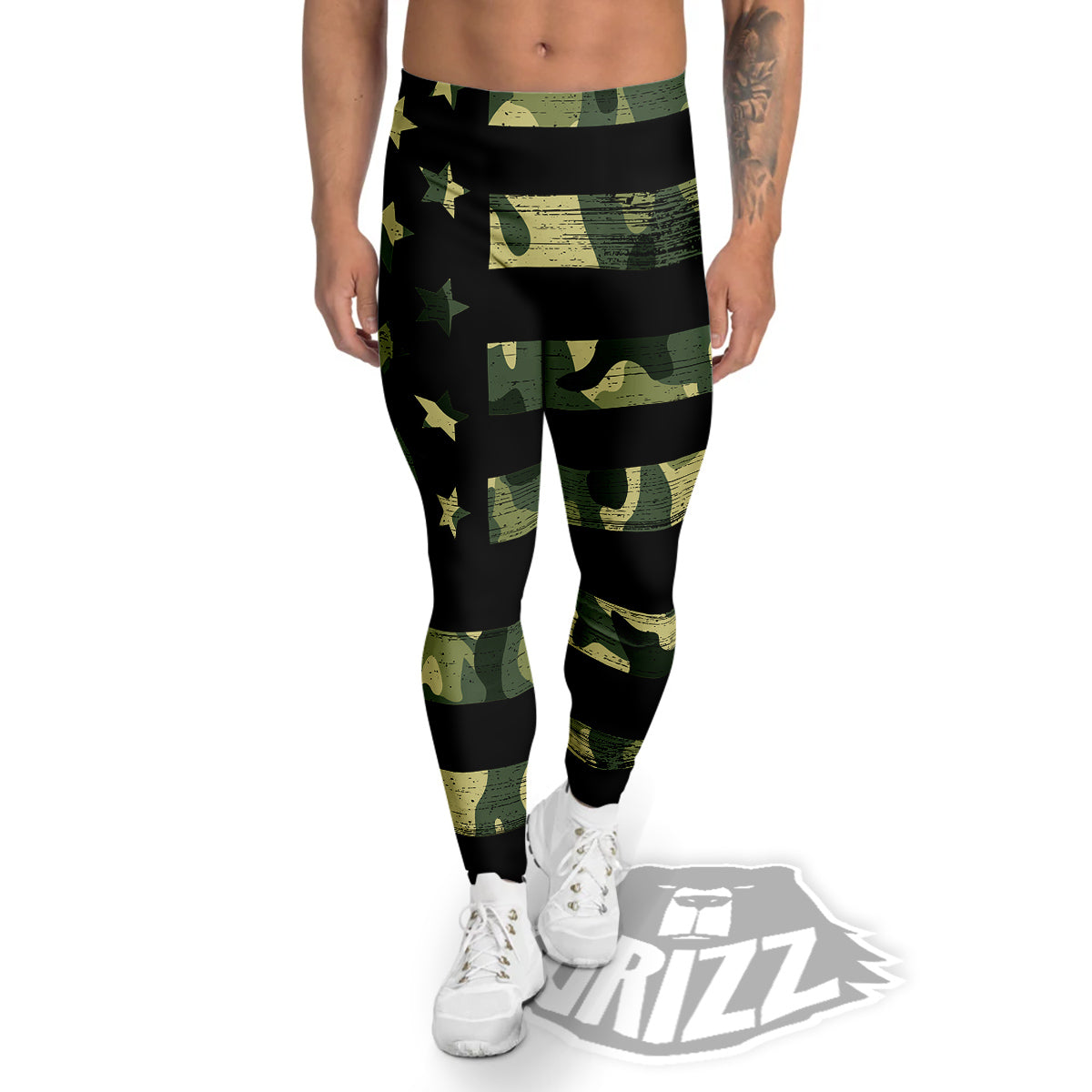 American Flag Camouflage Print Men's Leggings-grizzshop