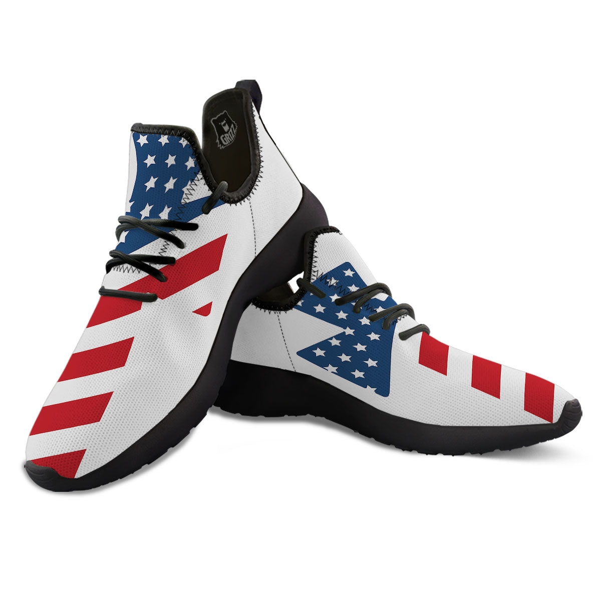 American Flag Christian Cross Print Black Athletic Shoes-grizzshop