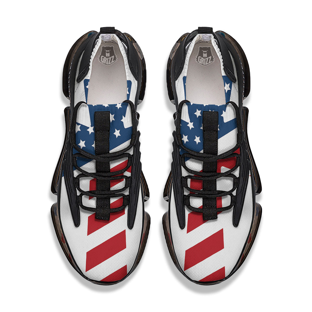American Flag Christian Cross Print Black Gym Shoes-grizzshop