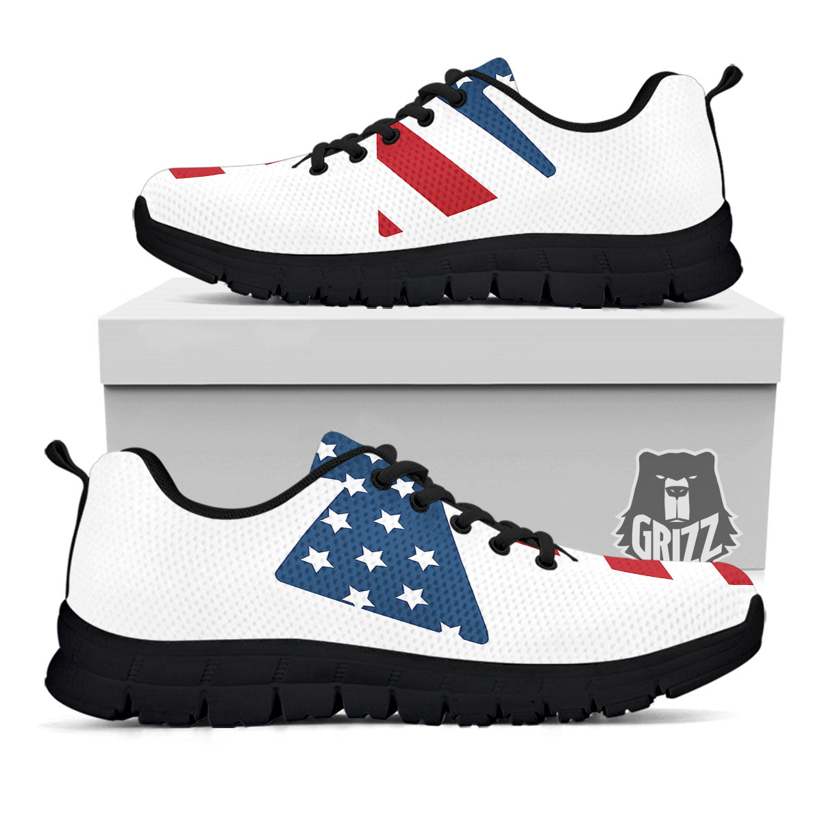 American Flag Christian Cross Print Black Sneaker-grizzshop