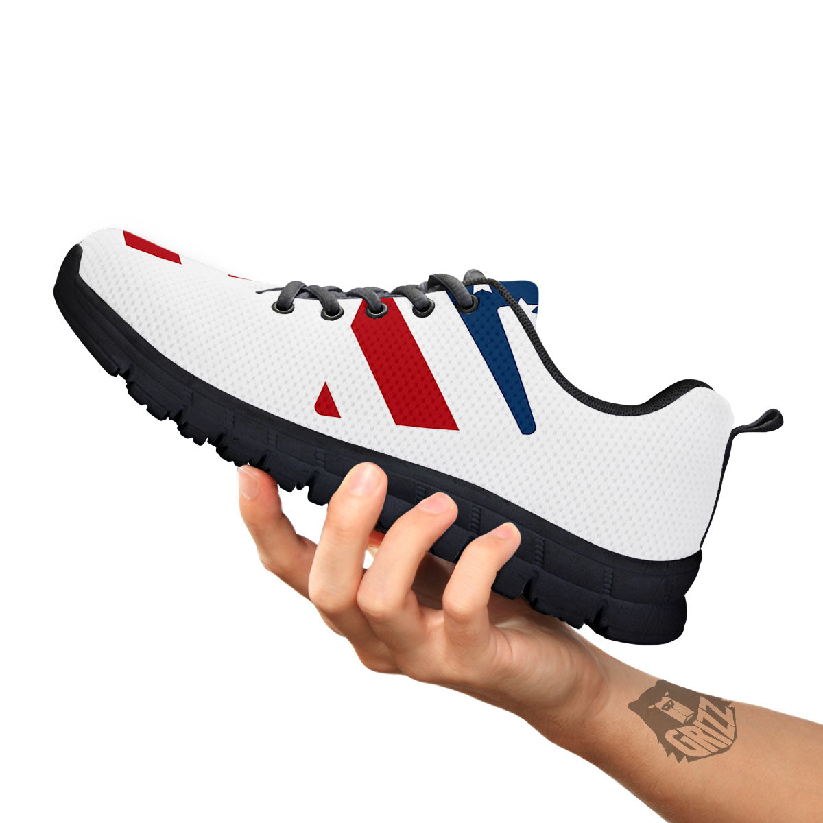 American Flag Christian Cross Print Black Sneaker-grizzshop