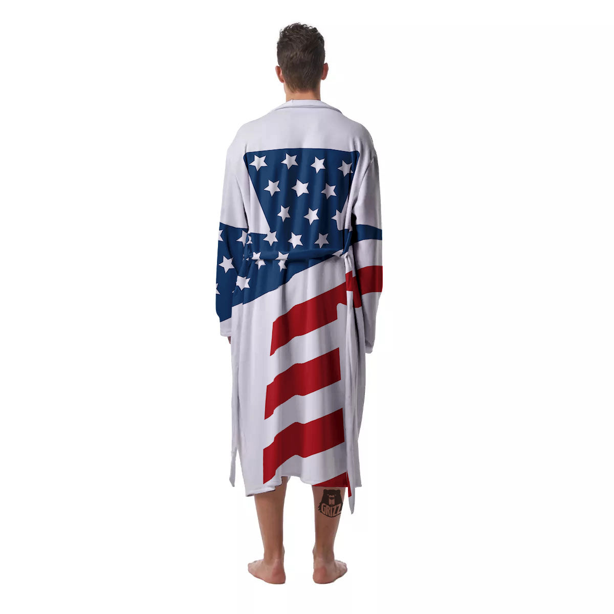 American Flag Christian Cross Print Men's Robe-grizzshop