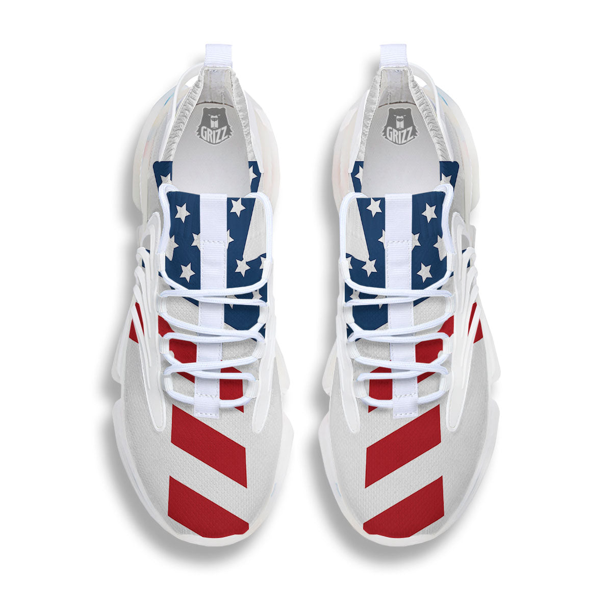American Flag Christian Cross Print White Gym Shoes-grizzshop