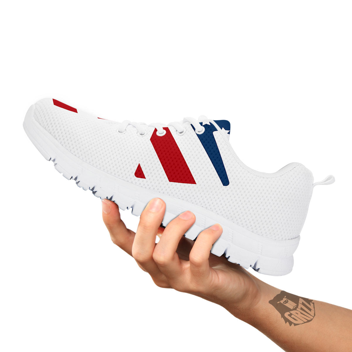 American Flag Christian Cross Print White Sneaker-grizzshop