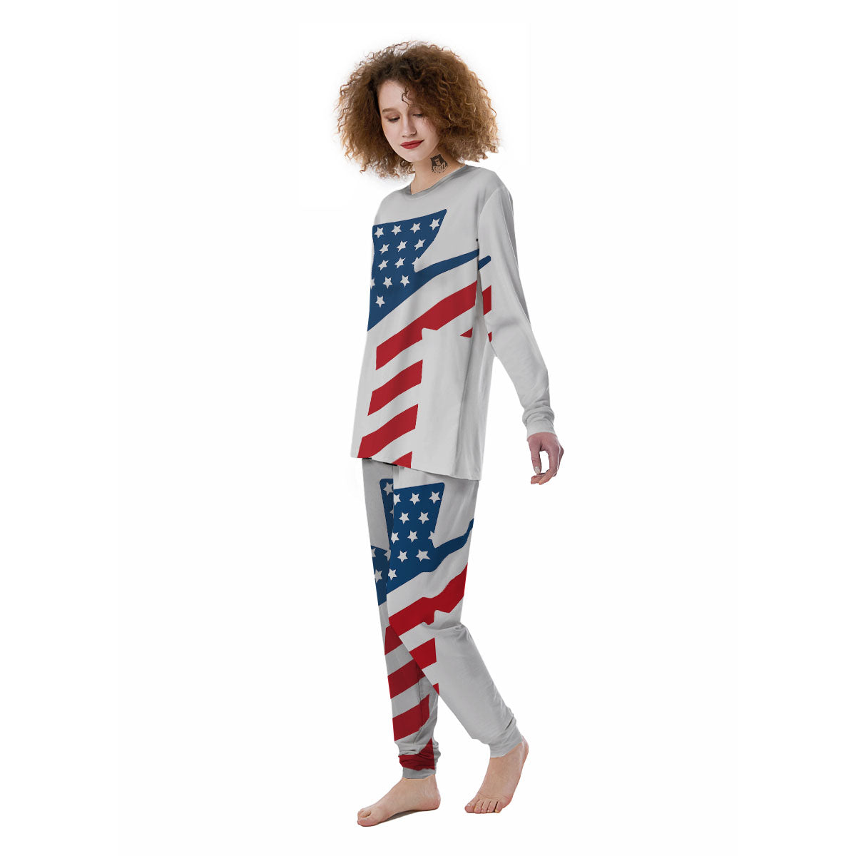 American Flag Christian Cross Print Women's Pajamas-grizzshop