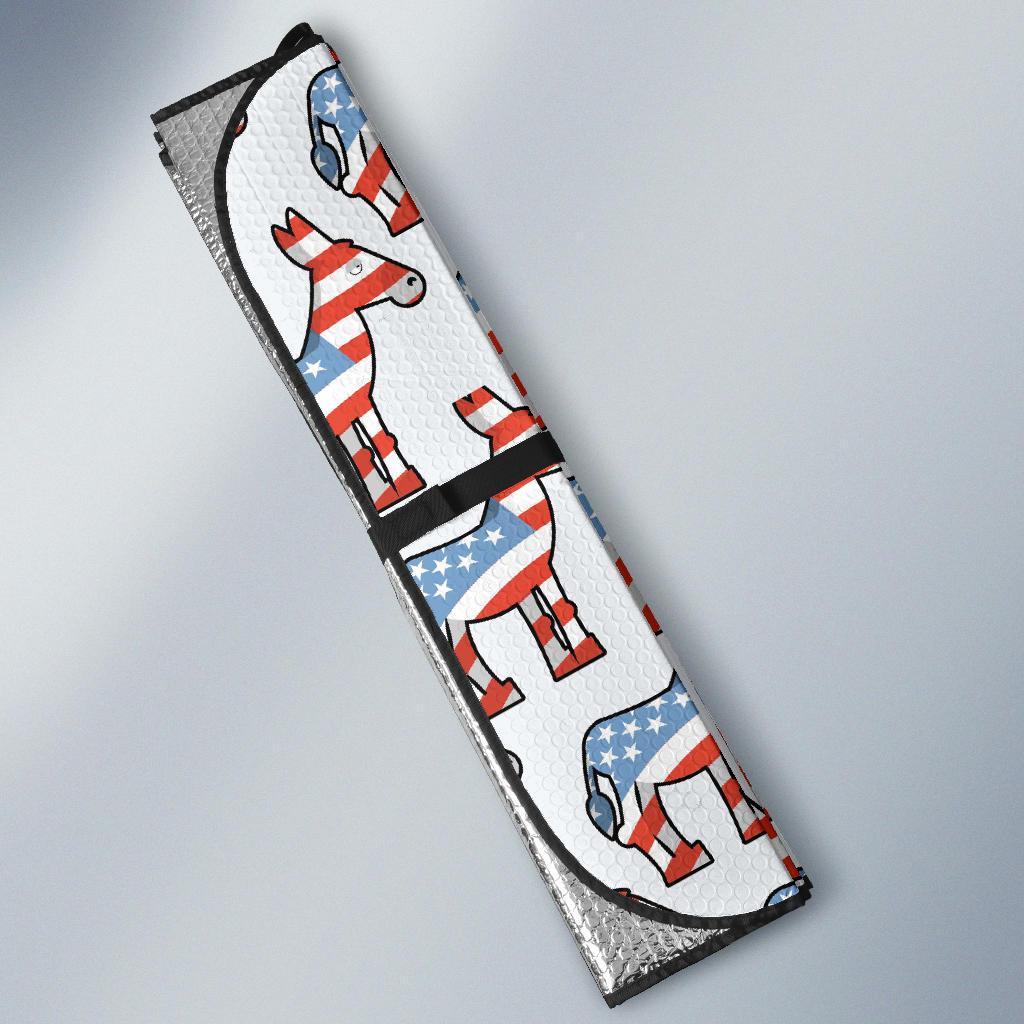American Flag Donkey Pattern Print Car Sun Shade-grizzshop