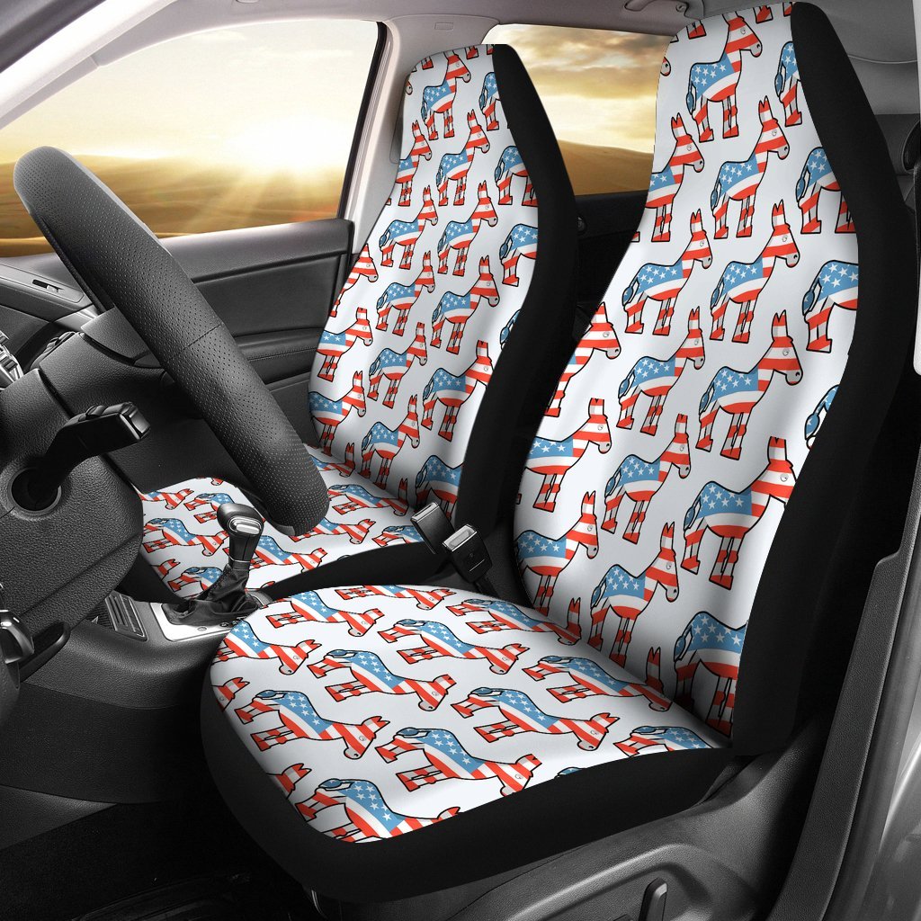 American Flag Donkey Pattern Print Universal Fit Car Seat Cover-grizzshop