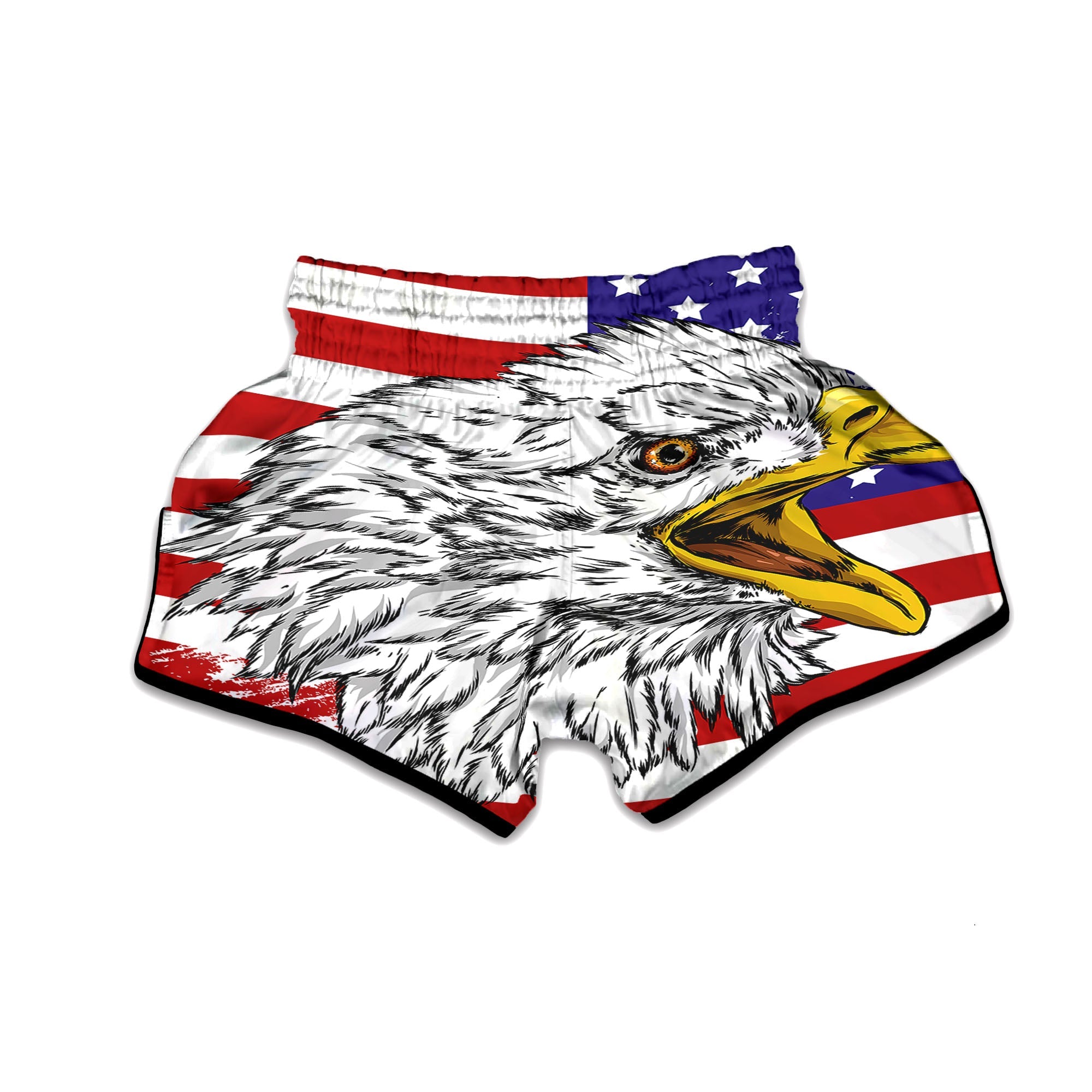 American Flag Eagle Print Muay Thai Boxing Shorts-grizzshop