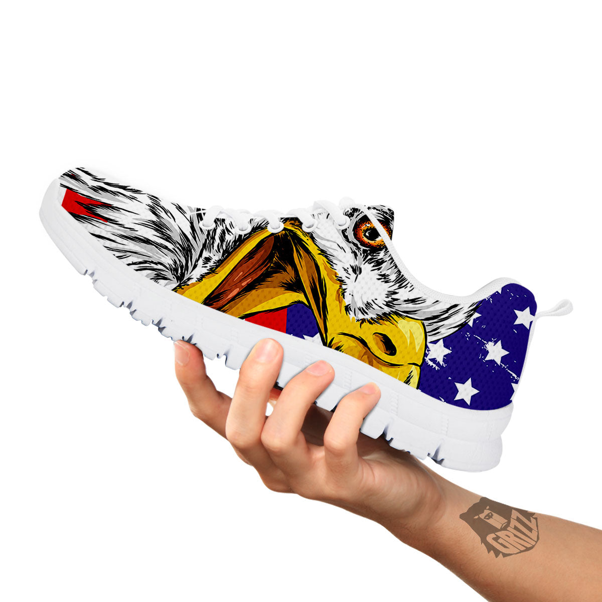 American Flag Eagle Print White Sneaker-grizzshop