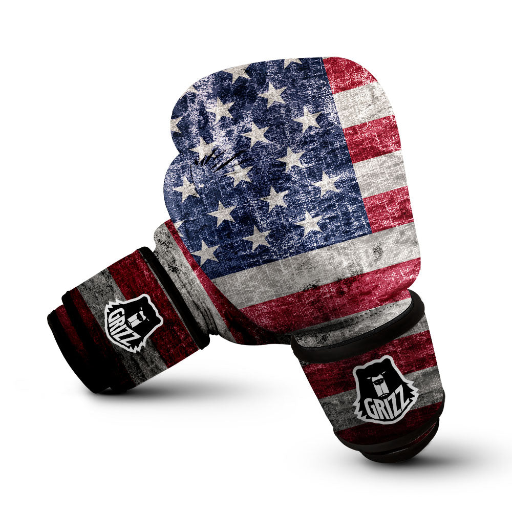 American Flag Grunge Print Boxing Gloves-grizzshop