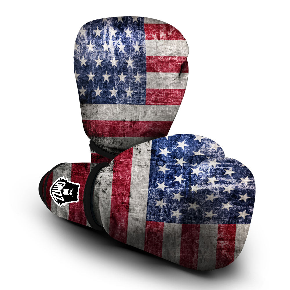 American Flag Grunge Print Boxing Gloves-grizzshop