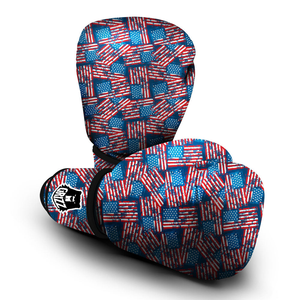 American Flag Grunge Print Pattern Boxing Gloves-grizzshop