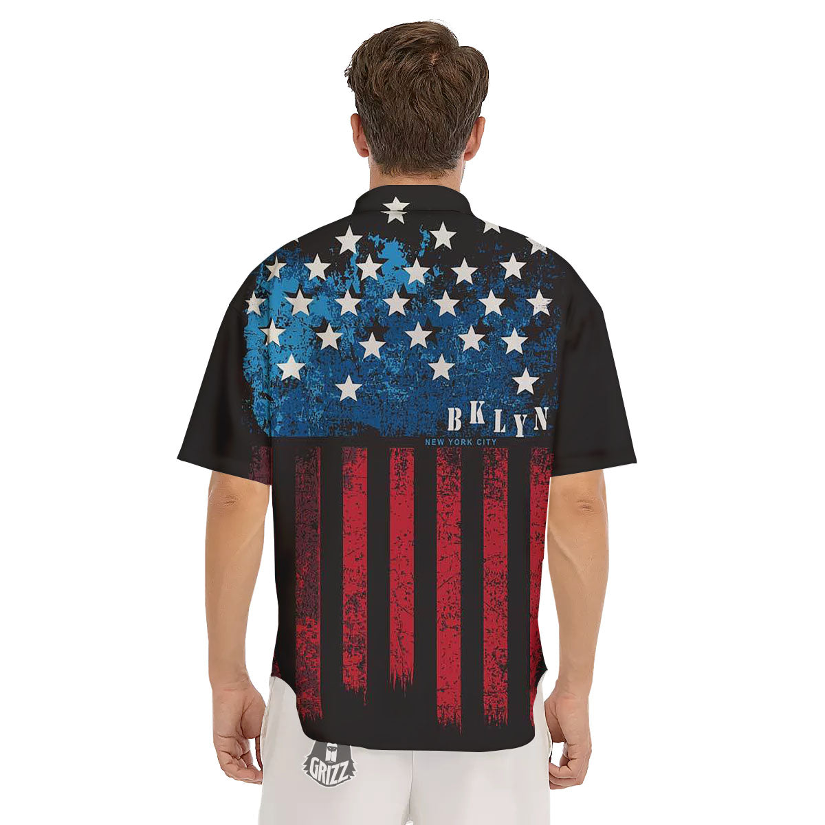 American Flag Vintage Print Men's Short Sleeve Shirts-grizzshop