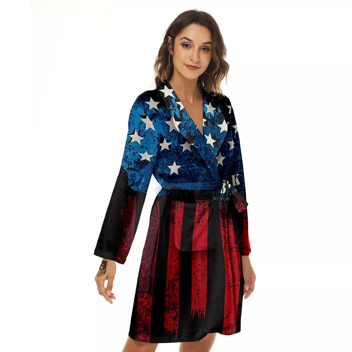 American Flag Vintage Print Women's Robe-grizzshop