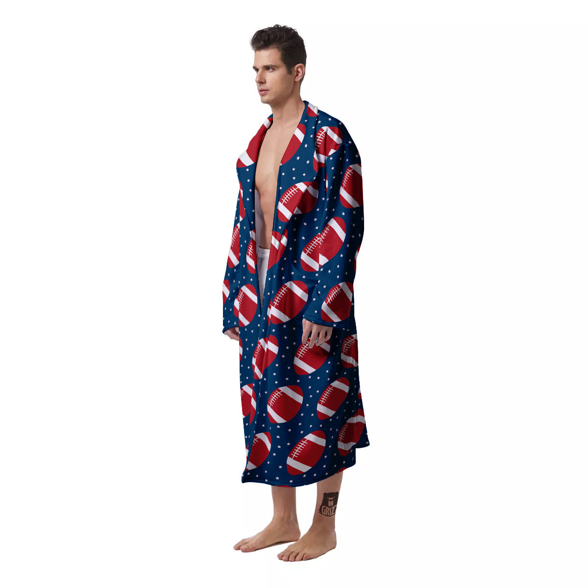 American Football Ball Print Pattern Men's Robe-grizzshop
