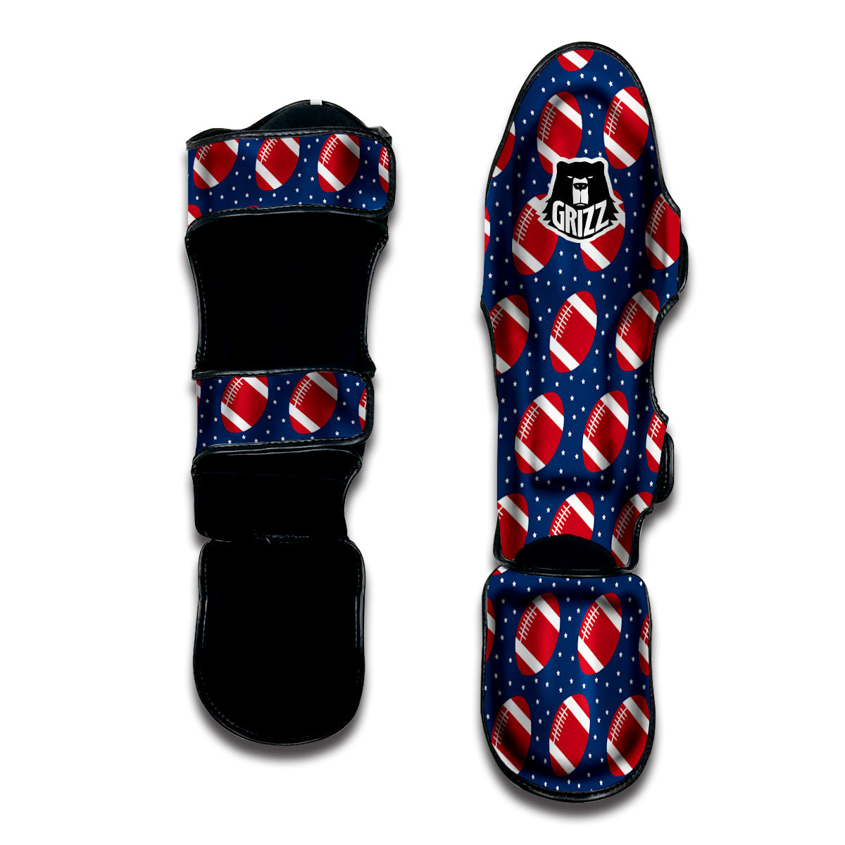 American Football Ball Print Pattern Muay Thai Shin Guards-grizzshop