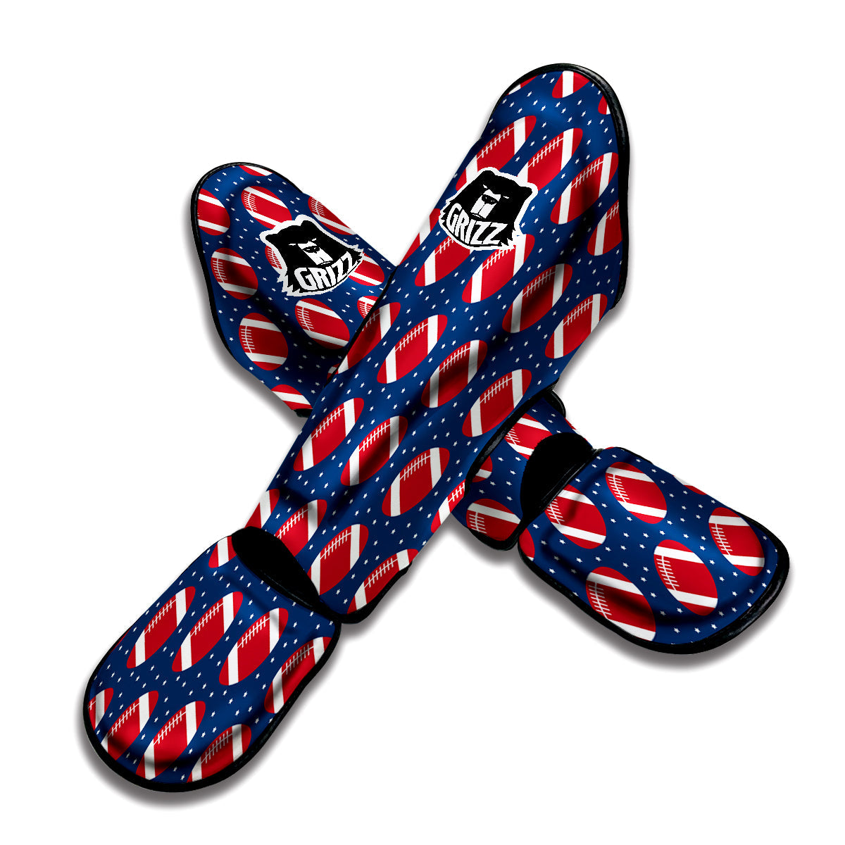 American Football Ball Print Pattern Muay Thai Shin Guards-grizzshop
