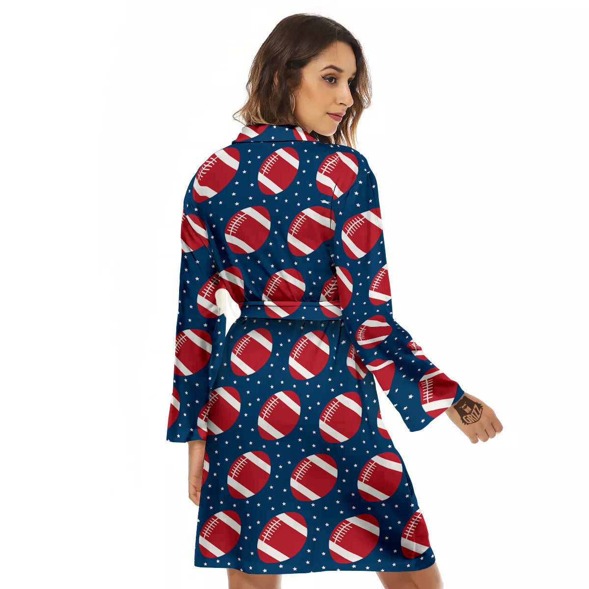 American Football Ball Print Pattern Women's Robe-grizzshop
