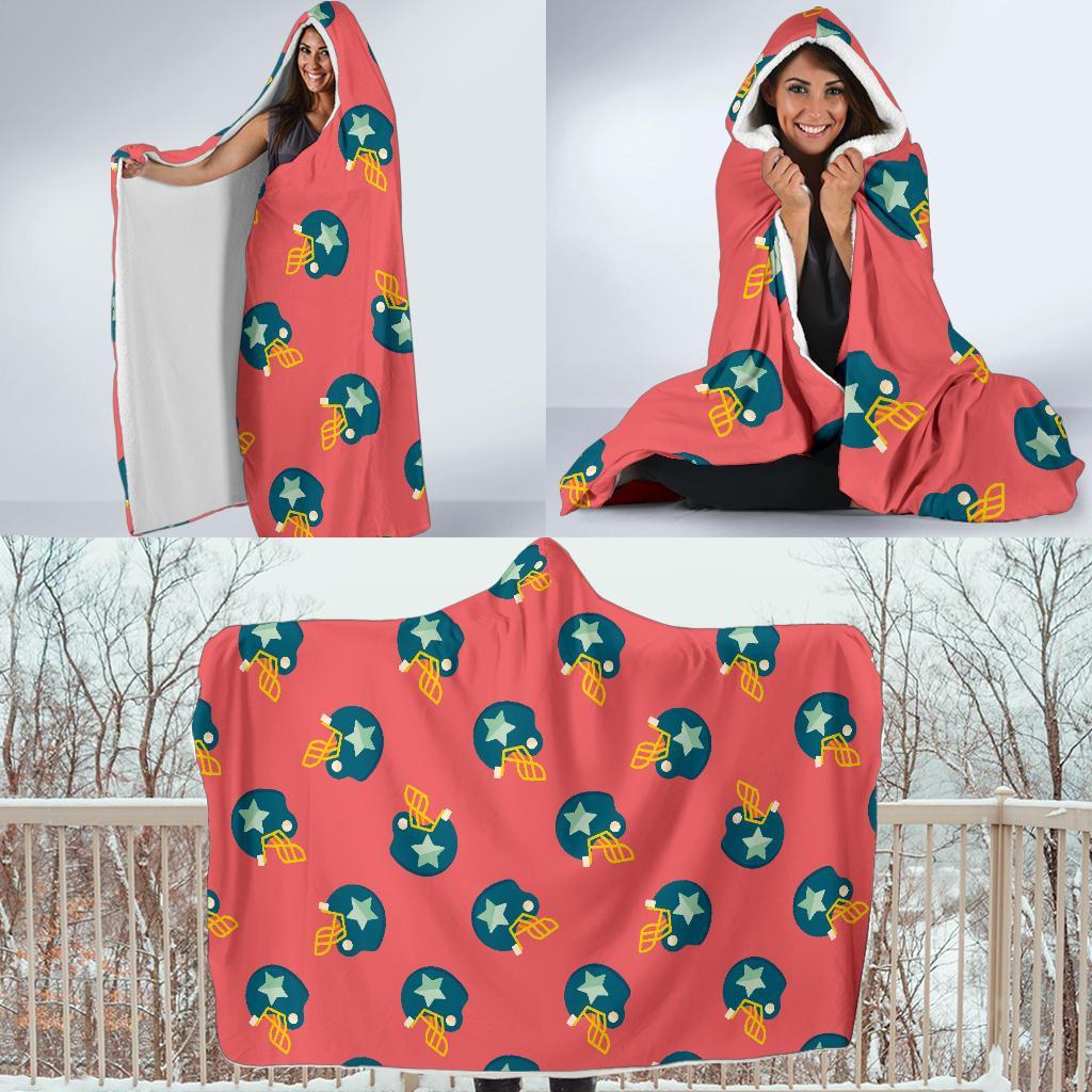 American Football Pattern Print Hooded Blanket-grizzshop