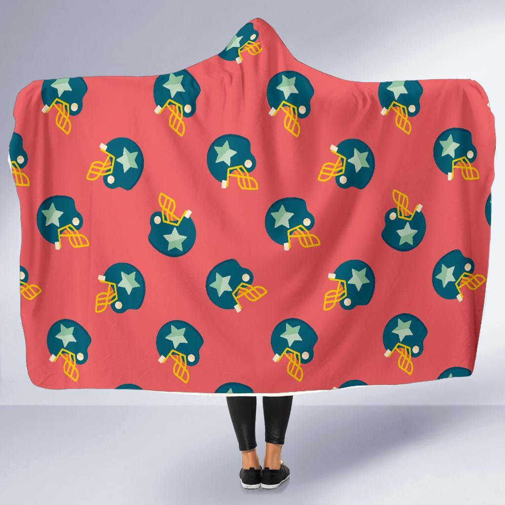 American Football Pattern Print Hooded Blanket-grizzshop