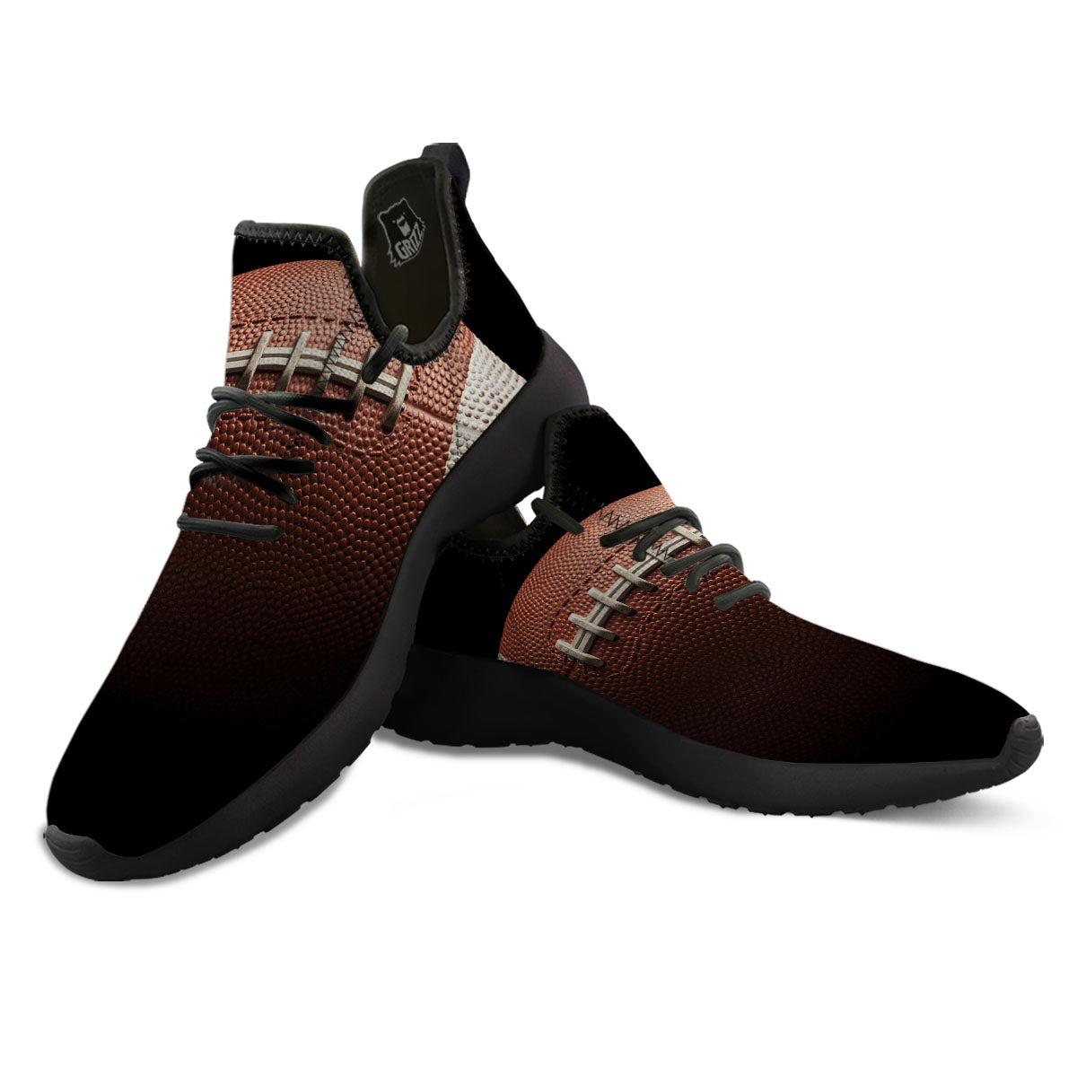 American Football Print Ball Black Athletic Shoes-grizzshop